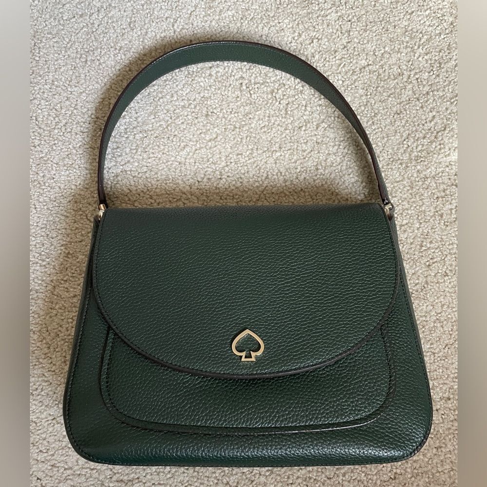 Kate Spade/Kelly Green/zip/pockets/ Leather Women's Bag